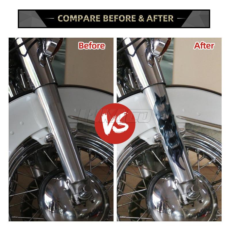 1 Par de Adesivo Decalque Caveira para Garfo Dianteiro de Motocicleta Universal Gráfico Zumbi À Prova d'Água Para Harley Honda Yamaha Kawasaki Suzuki