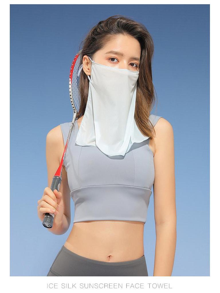 Women's Ice Silk Sun Protection Face Mask: Breathable, Ear-Hanging, Moisture-Wicking, Quick-Drying Veil for Outdoor Cycling and Driving.