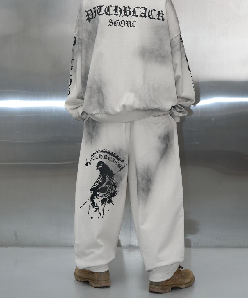 Pichibeullaeg Dirty White Printing Sweat Pants (White)