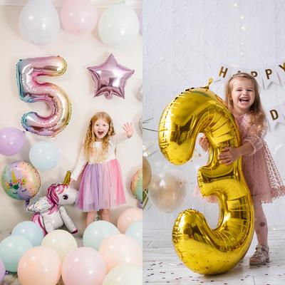 Number Balloons 0 1 2 3 4 5 6 7 8 9 Globos Balls Aluminum Foil Digital Balloon for Birthday Party Wedding Anniversary 40 Inch