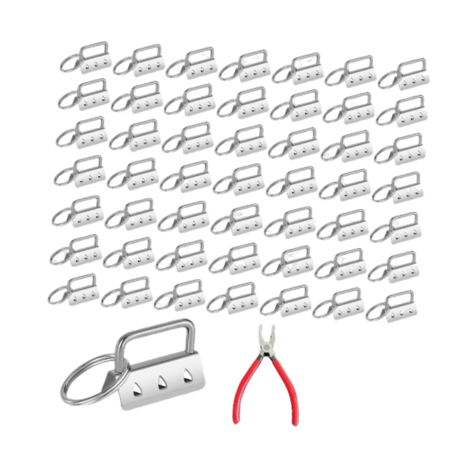 

50Pcs Key Hardware Set for Wristlet ,Keychain Crafts, Key Chain, DIY Lanyard Bracelet End Clips with Plier Keychain Hardware срібний