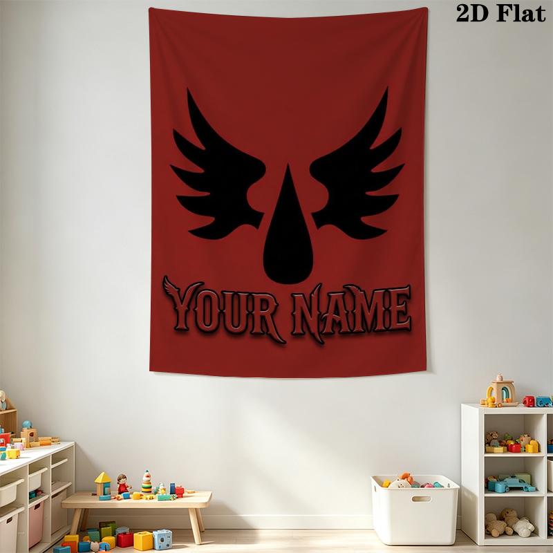 Custom Name Blood Angels Wall Tapestry Aesthetic Wall Hanging Printed Fabric Blanket Decorative Tapestries for Bedroom Living Room Home Decor
