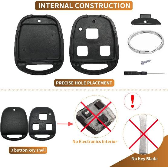 Key Fob Case Shell Replacement for Lexus RX350 RX330 RX300 RX400h ES300 ES330 GS300 GS400 GS430 GX470 IS300 IS330 LS400 LS430 LX470 SC430 1998-2010 3