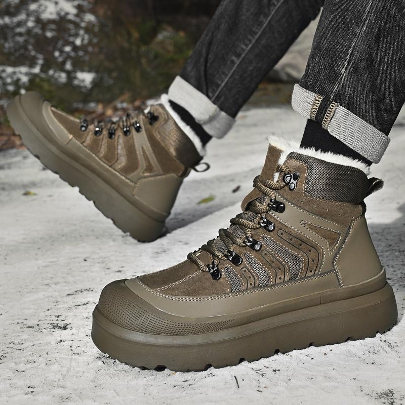 Warme Fleecegefütterte High-Top Winter Herren Wanderschuhe Outdoor Sports Laufschuhe Übergröße Lässige Sneakers für Herren