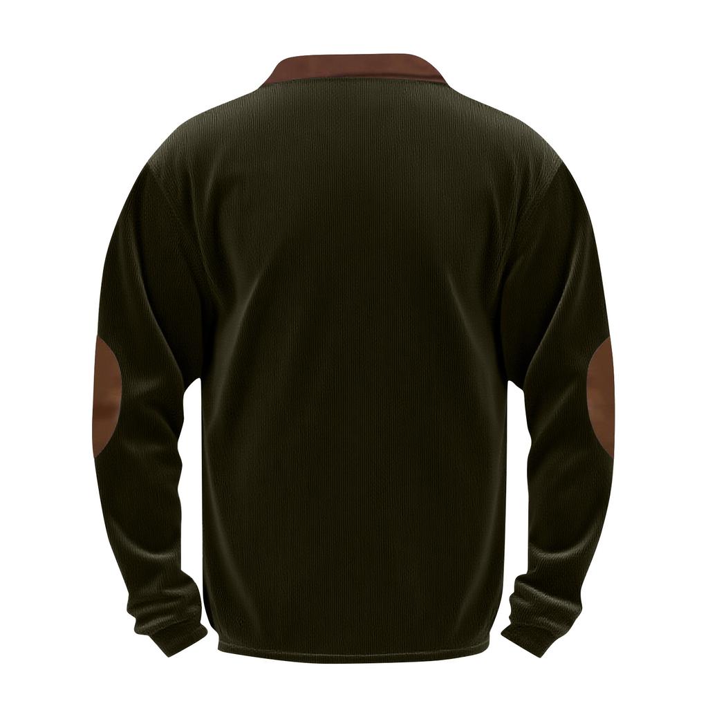 Men's Solid Color Corduroy Half-Zip Sweatshirt Men's Sports Large Size Casual Pullover Sweatshirt