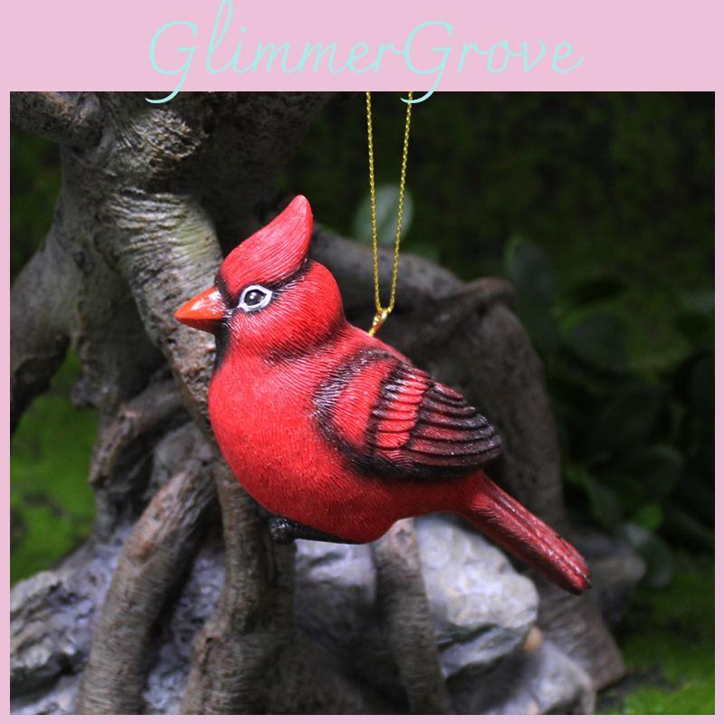 Christmas Red Bird Resin Ornament For Garden Decor And Festive Gift Giving