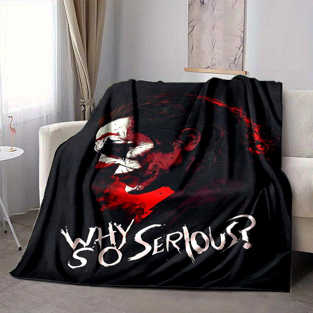 1pc Joker Serious Flannel Throw Blanket Lightweight Soft Warm All Season Blanket for Sofa, Bed, Travel,L1028154