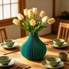 3D Printed Vase Modern Flowers Vase Decorative Vertical Textured Flower Vase for Dried & Fresh Flowers Farmhouse Coffee Table Kitchen Centerpieces