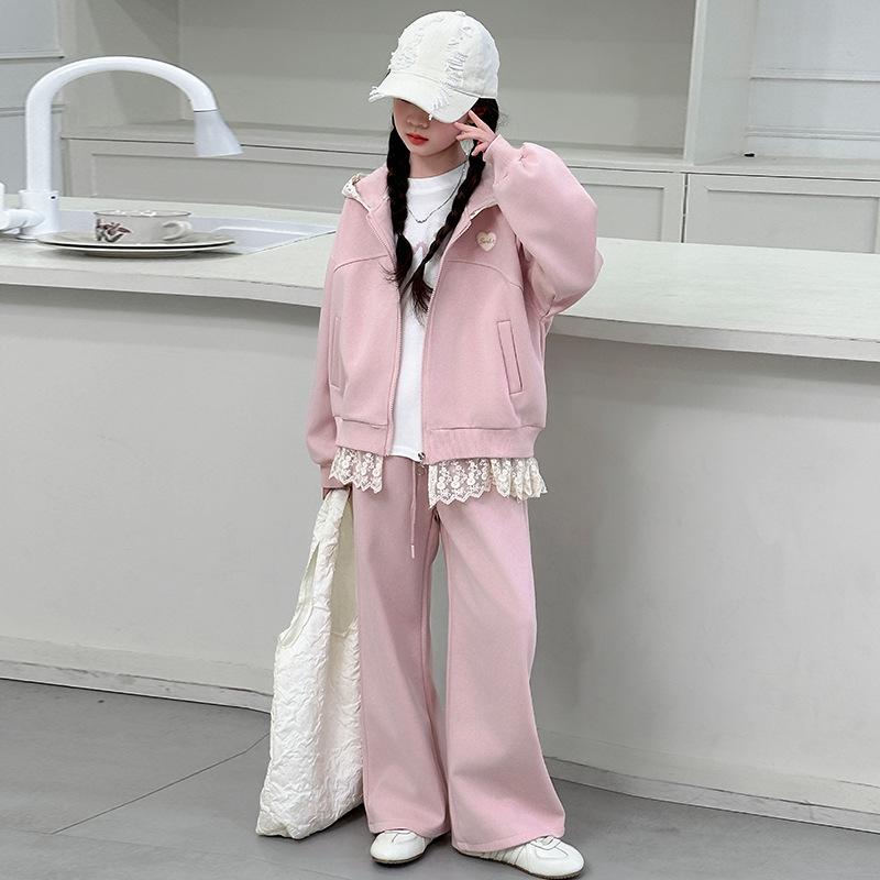 

Модный спортивный комплект кардигана для девочки-подростка 2025 - Весенне-осенний двухпредметный 160 cm розовый