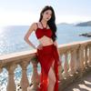 Bikini Swimsuit Women's 1011 New Red White Three-piece Set Sexy Long Dress Small Breasts Gather To Soak In Hot Spring Vacation