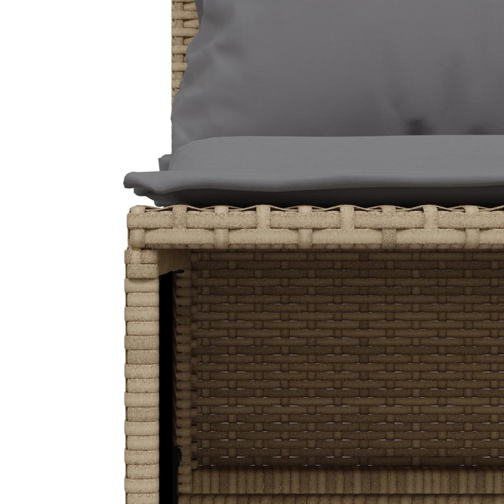 5 Piece Garden Sofa Set with Cushions Beige Poly Rattan