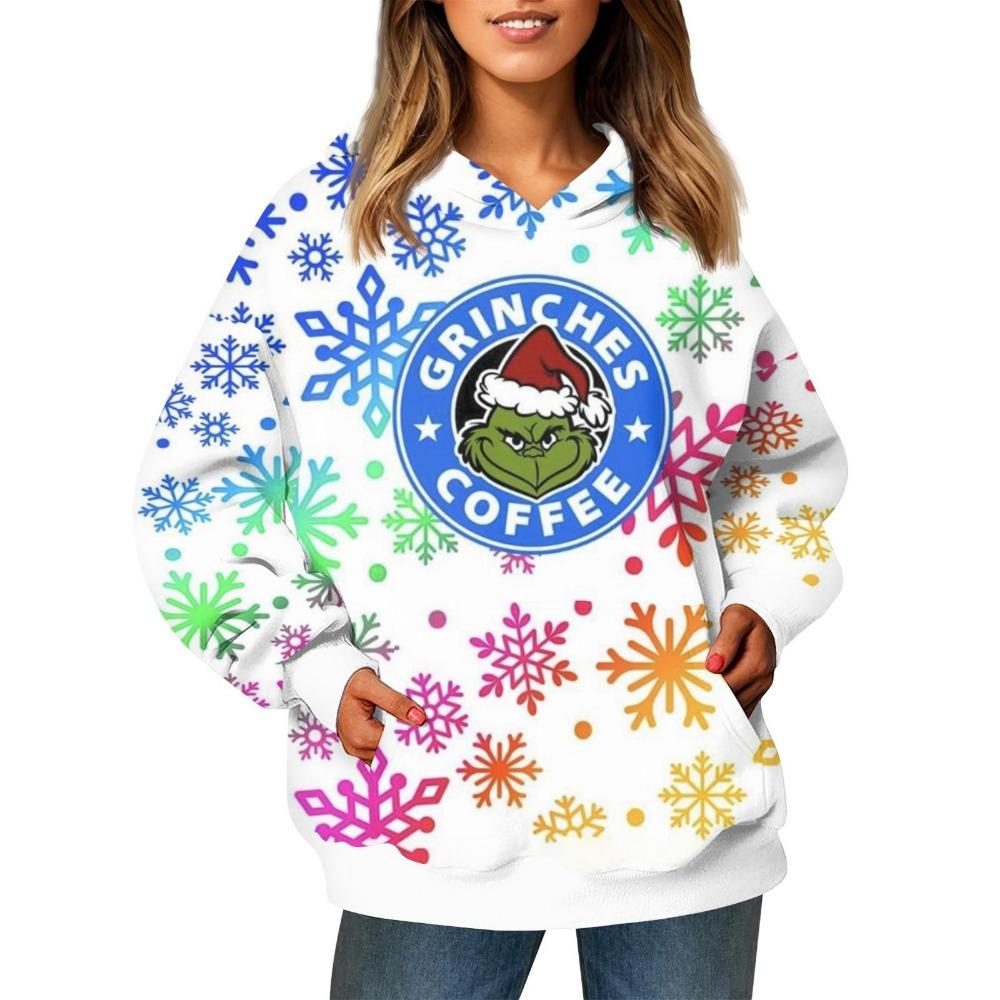 Fashion Men Women's Hoodies Christmas Green Fur Monster Print Pullover Cartoon Casual Sweatshirt Hoodies Long Sleeve Clothing