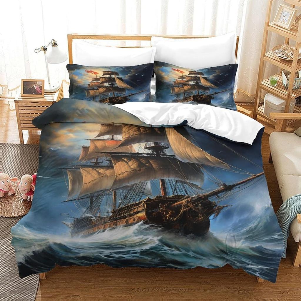 3D Printed Premium Oil Painting Dolphin Duvet Bedding Set, Children's Adult Bedding Set, Zipper with Pillowcase Bed Set, Double
