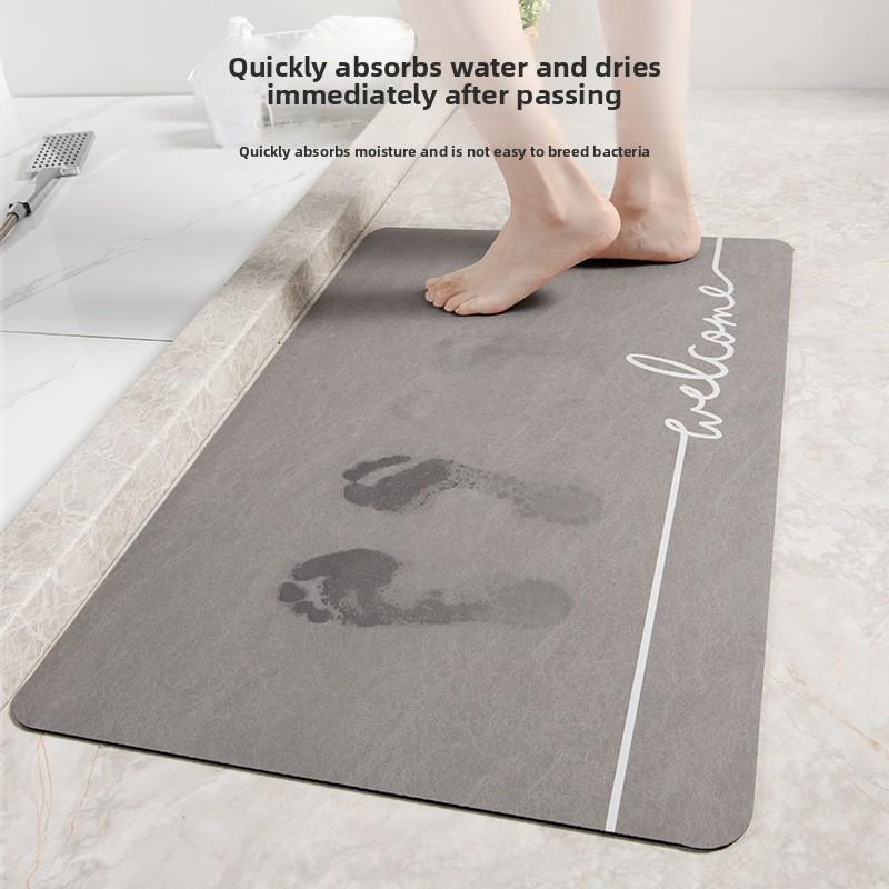 Modern Minimalist Silicone Diatom Mud Bathroom Door Mat With Water Absorption For Bathroom Comfort