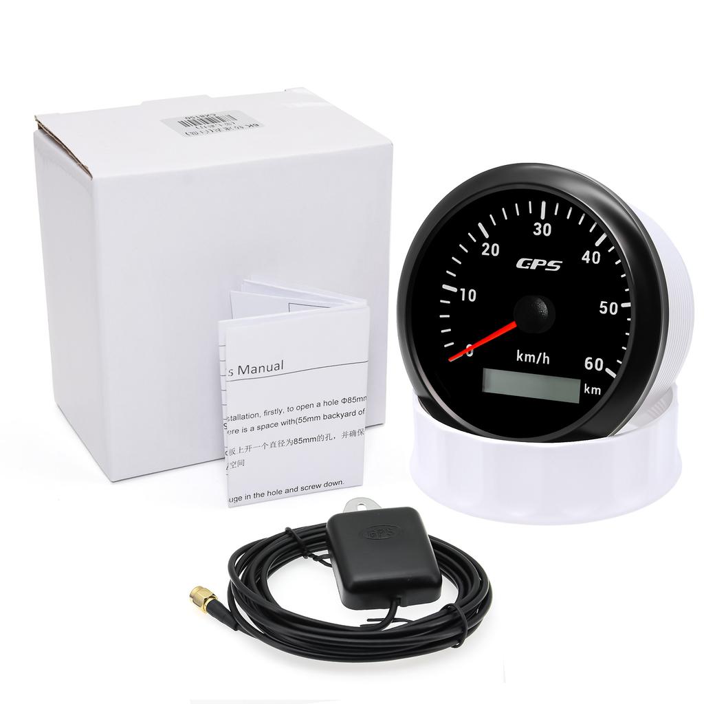 85mm Digital GPS Speedometer With GPS Antenna 30/60/80/120/200KMH Speed Meter Gauge For Car Boat Truck 7 Color Backlgiht 9-32V