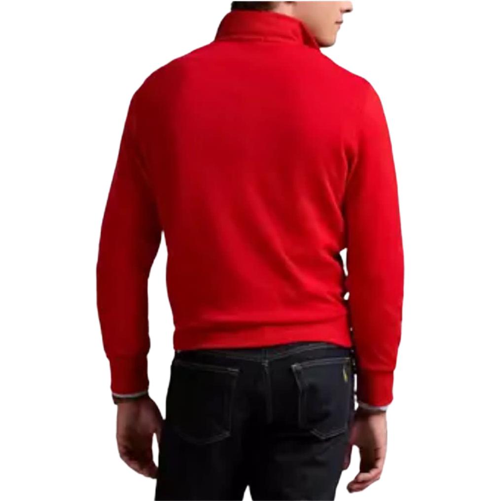 Polo Ralph Lauren Wiosna/Lato 2024 Jednokolorowa bluza z długim rękawem z nadrukiem haftowanego logo i półzipem Męska bluza 710890534-027