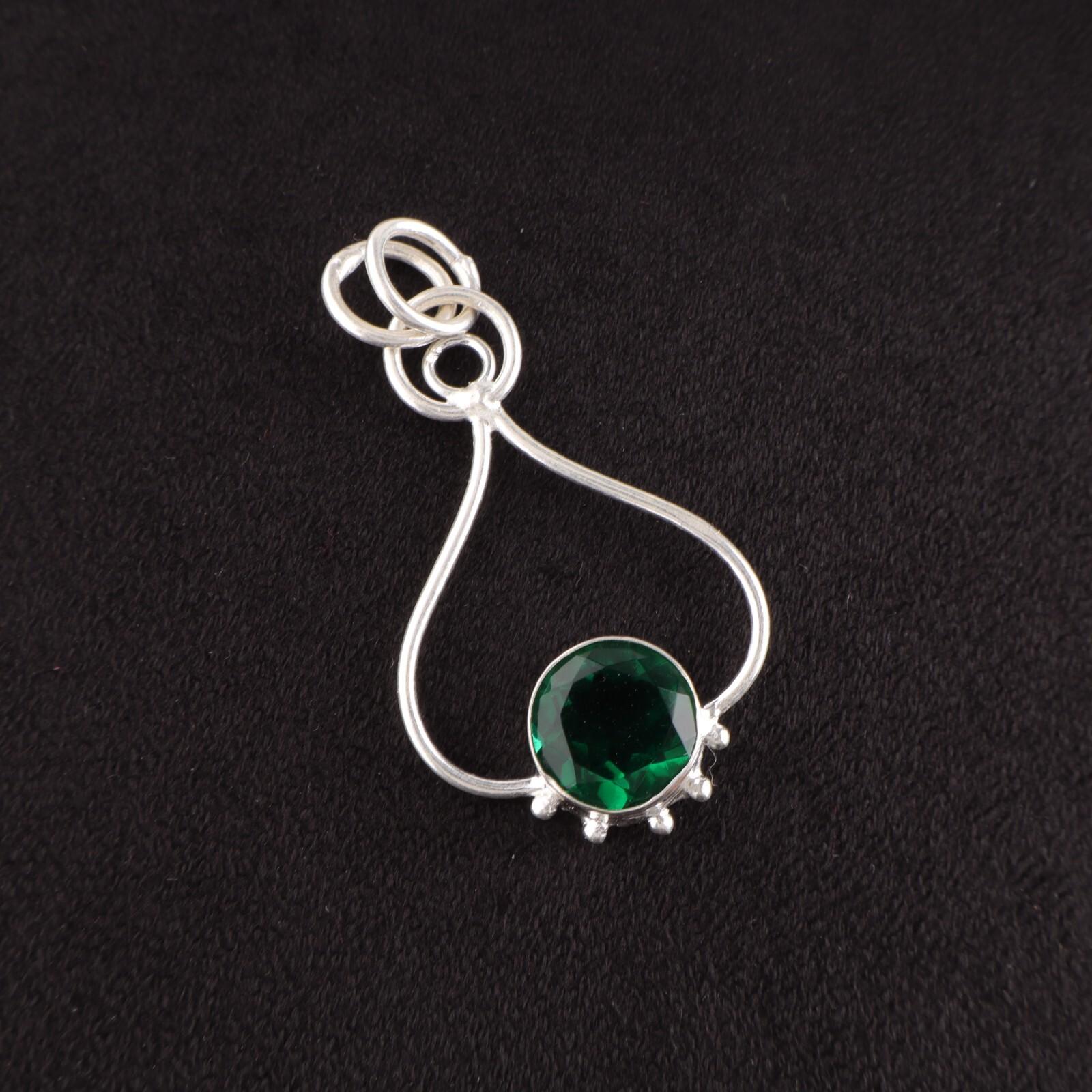 

Круглый зеленый изумрудный драгоценный камень День сестер подарок жене кулон ювелирное изделие 925 серебро PP-40-6