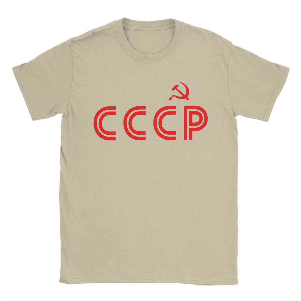 Men Retro Soviet CCCP T Shirts 100 Cotton Tops Novelty Short Sleeve Crewneck Tee Shirt Gift Idea TShirt