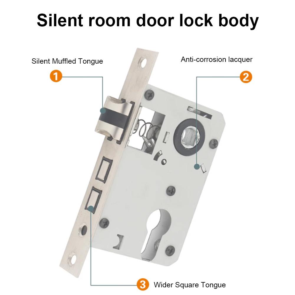 Aluminiumlegierung Türschloss Stumm Kontinental Schlafzimmer Türgriffschloss Schlüsselsatz Wohnzimmer Raum Diebstahlschutz Sicherheitstürschloss Torschloss