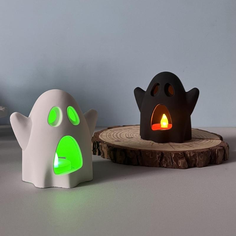 Spooky Shape Silicone Mold For Epoxy Resin Candle Holder Tealight Stand Crafting Halloween Decoration Cement Craft