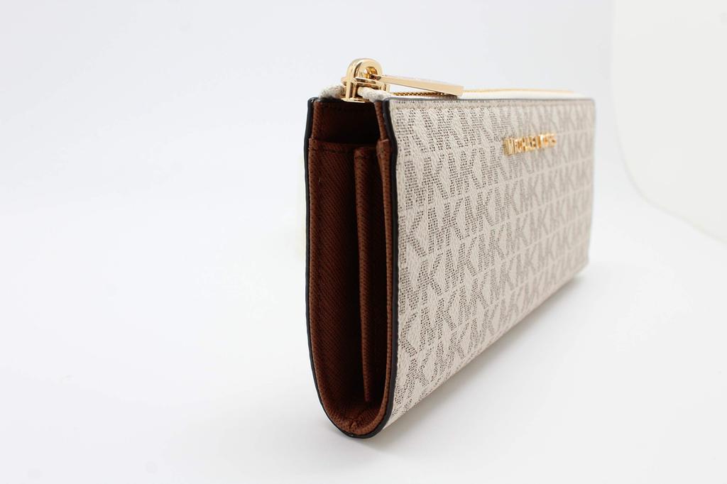 Jet Set Große Drei-Viertel-Reißverschluss-Geldbörse in Vanilla Signature