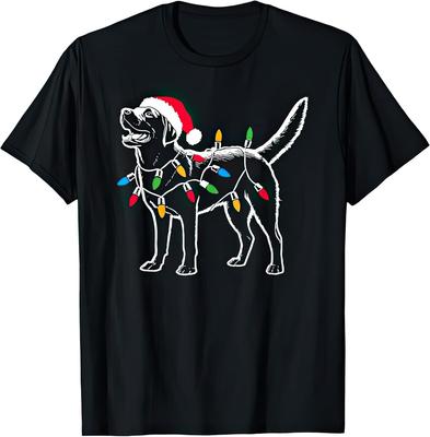 Santa Labrador Retreiver Christmas Lights Kids Womens Mens T Shirt