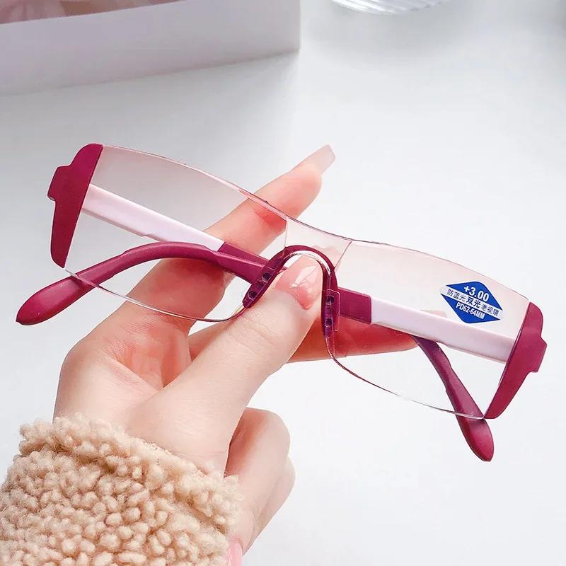 

Bifocal Reading Glasses Fashion Presbyopic Glasses Far and Near Glasses +1.0 To +4.0 Anti-blue Light MensGlasses Transparent +100 вино красного