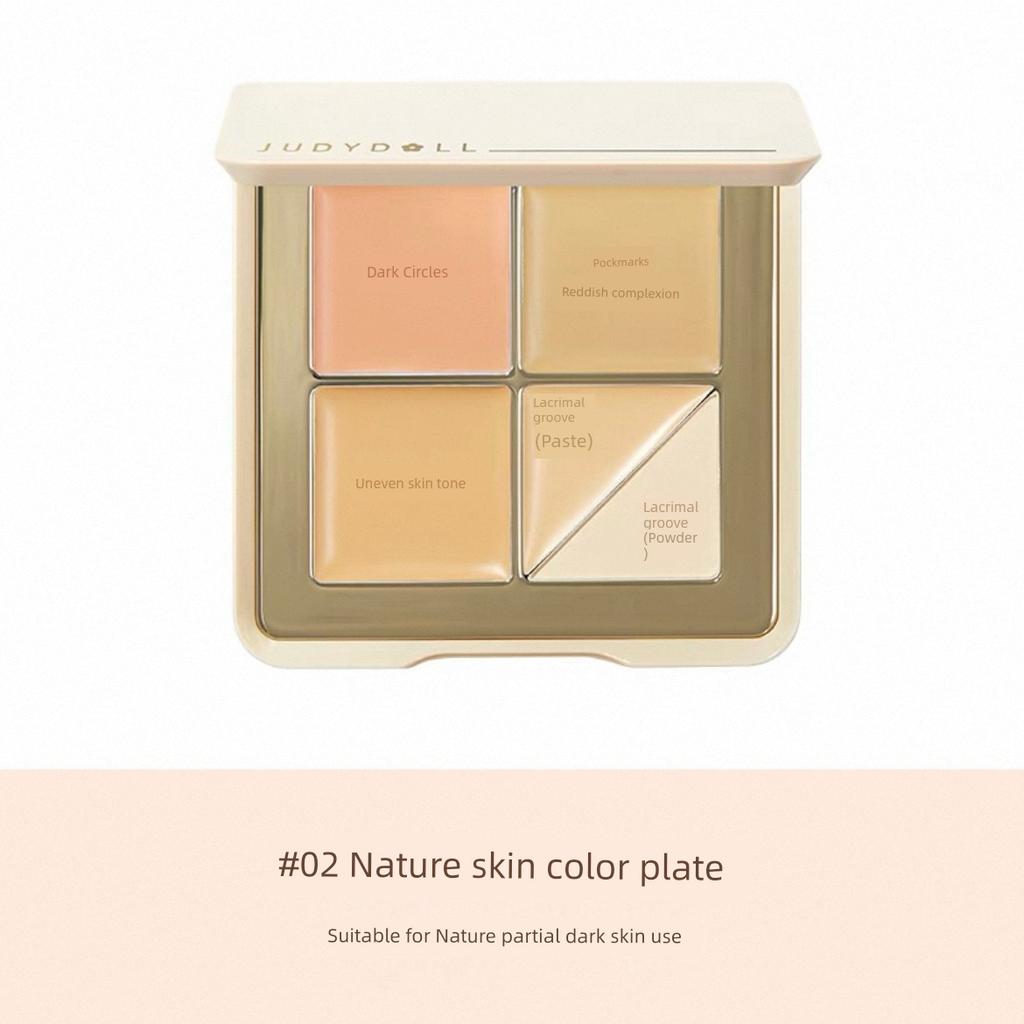 Free Thumb-Sized Powder Puff! Judydoll Five-Color Concealer for Dark Circles and Tear Troughs, Brightening and Moisturizing, Beginner-Friendly