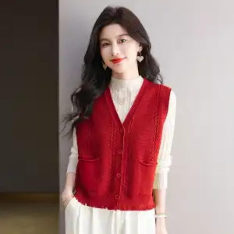 Knitted Vest for Women Autumn New Fashion Vest Loose Temperament Artistic Cardigan Top