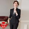 Dark Blue Women's Suit Set: Professional Attire with a Goddess Style – Perfect for Front Desk Workwear.
