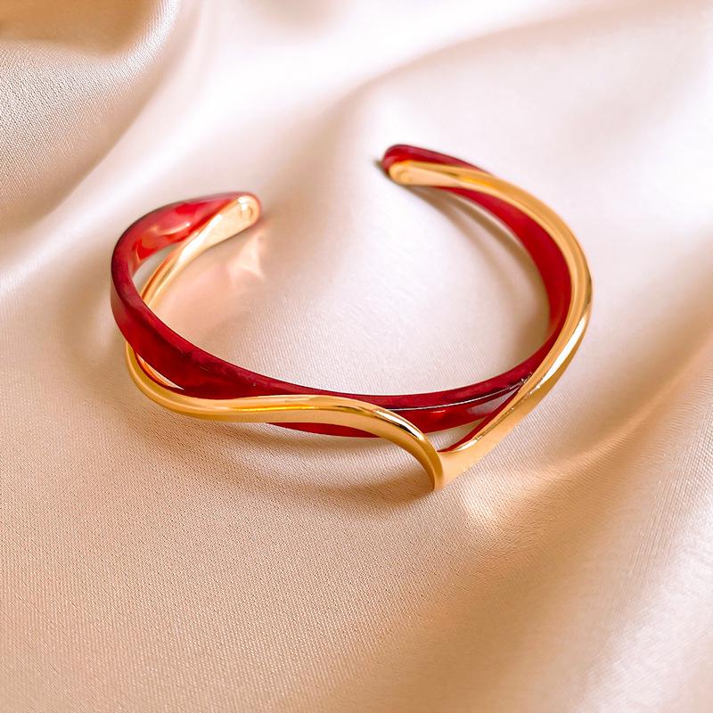 Dopamin Ombre Geometrischer Harzarmreif: High-End Europäischer & Amerikanischer Nischen-Modeschmuck