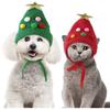 2PCS Pet Hats Christmas Headgear for Dogs Christmas Tree Shaped Hats for Cats Funny Headwear Supplies(Red Green)