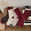 Berry Red Series'New Socks Rhombus Bow Medium Tube Socks Polka Dot Stacking Socks