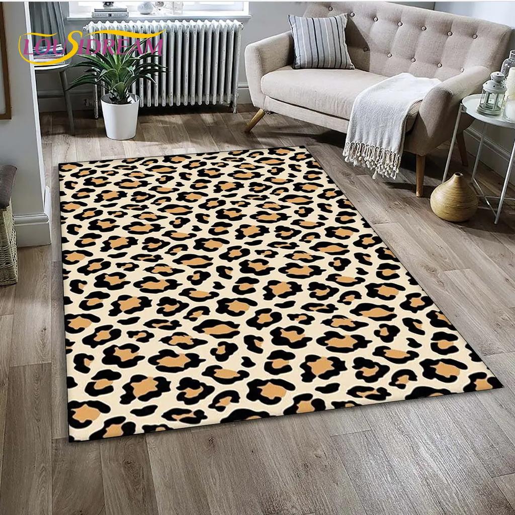 Wild Leopard Print 3D Series Area Rug,Carpet Rug for Home Living Room Bedroom Sofa Doormat Kitchen Decor,kids Non-slip Floor Mat
