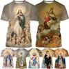 T-shirt Vierge Marie Déesse de la Miséricorde T-shirt Imprimé 3D Chrétien Béni Jésus Dieu T-shirts Vêtements Femmes Unisexe Hauts Courts