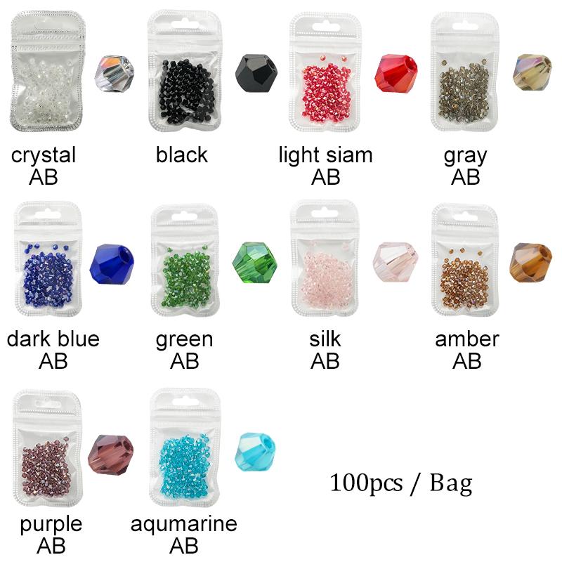 1000pcs  Wholesale Big Bag Colorful 4mm Bicone Crystal Beads Glass Beads Loose Spacer Beads Bracelet Jewelry Making Accessories