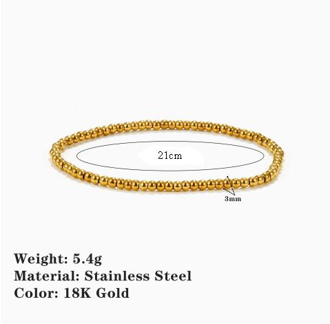 Stainless Steel Elastic Strand Beads Bracelets Bangles For Woman Waterproof Beaded Chain Bracelet 21cm