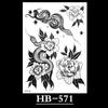 Flower Sketch Tattoo Sticker, Black And White Half Arm Tattoo Sticker, Waterproof And Sweat Proof Tattoo