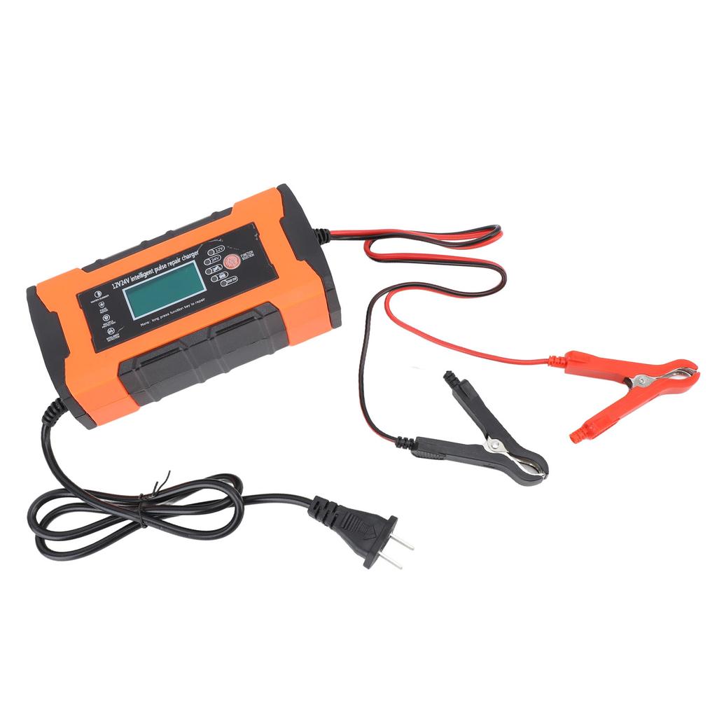 12V 24V Intelligent Pulse Repair Charger with LCD Display Car VRLA Battery Charger for Lawn Mower Motorcycle