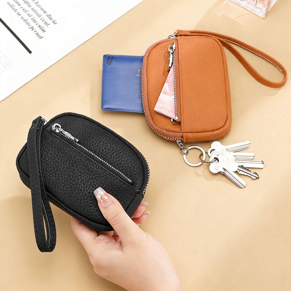 PU Leather Women Wallet Multi Functional Solid Color Coin Purse Litchi Pattern Korean Style Mini Purse Daily Use