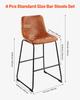 Bar Stool Set of 4, 65cm Counter Height Stools, Modern PU Leather Counter Barstool with Backrest, Metal Legs, Easy Assembly Armless Bar Chair, Island