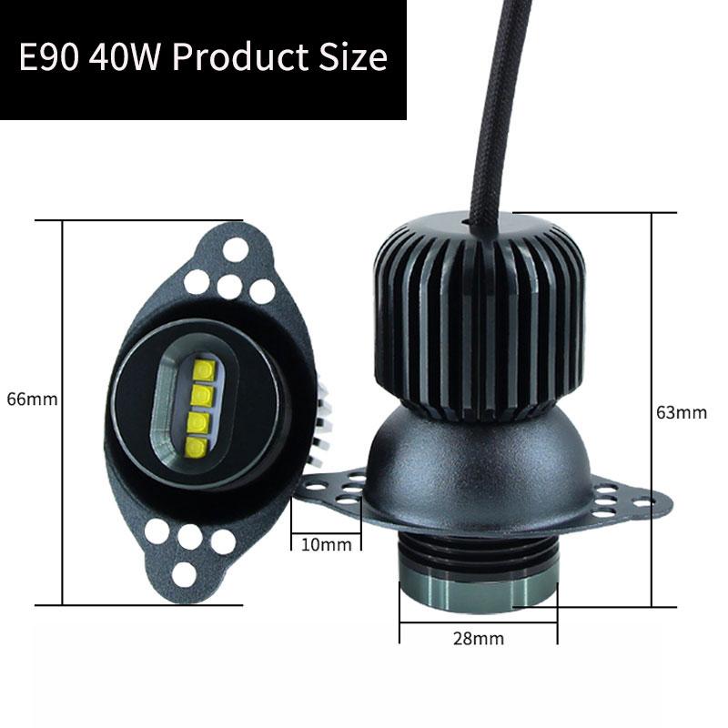 

2Pcs 80W LED Angel Eyes Halo Marker Ring Light Bulb Canbus For BMW E90 E91 318i LCI 09-11 DRL Error Free car styling