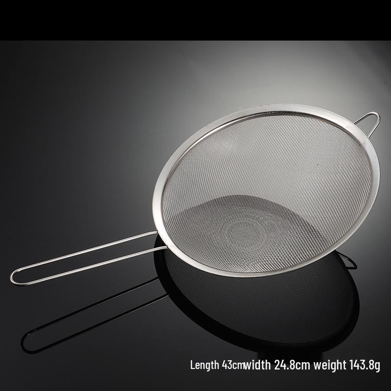 Stainless Steel Mesh Strainer: 201 Rim, 30 Mesh, for Soy Milk & Traditional Chinese Medicine, Large with Wire Handle