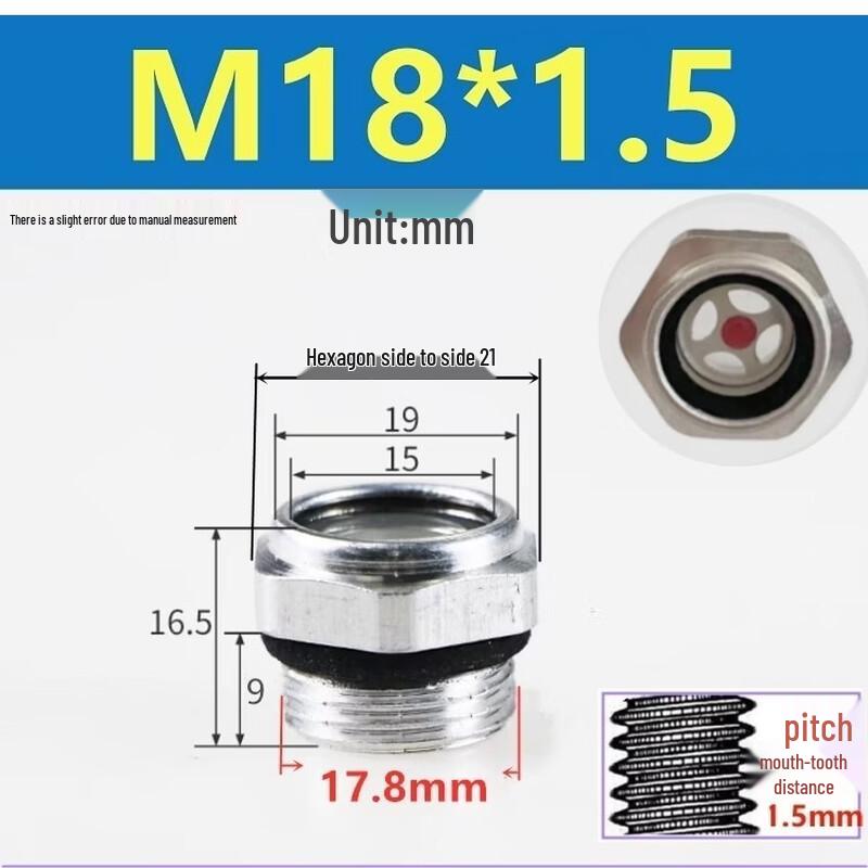 Шестигранное смотровое стекло уровня масла из алюминиевого сплава M18x1.5