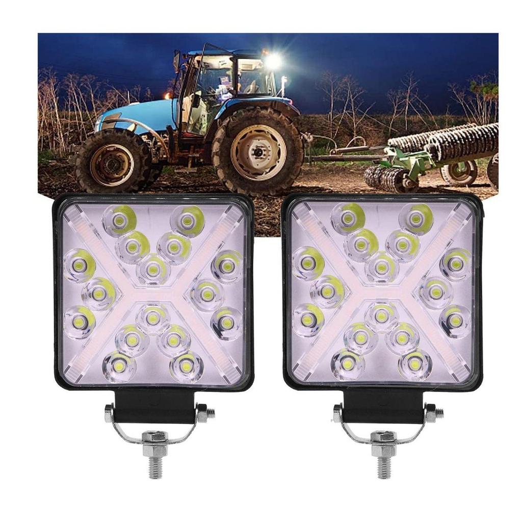 2-Pcs 4-Inch 48W LED Work Light Pods – 4000lm Flood Beam Square Driving Lights for Truck, Tractor, Trailer, Excavator, ATV, UTV, Pickup, Mower, Boat