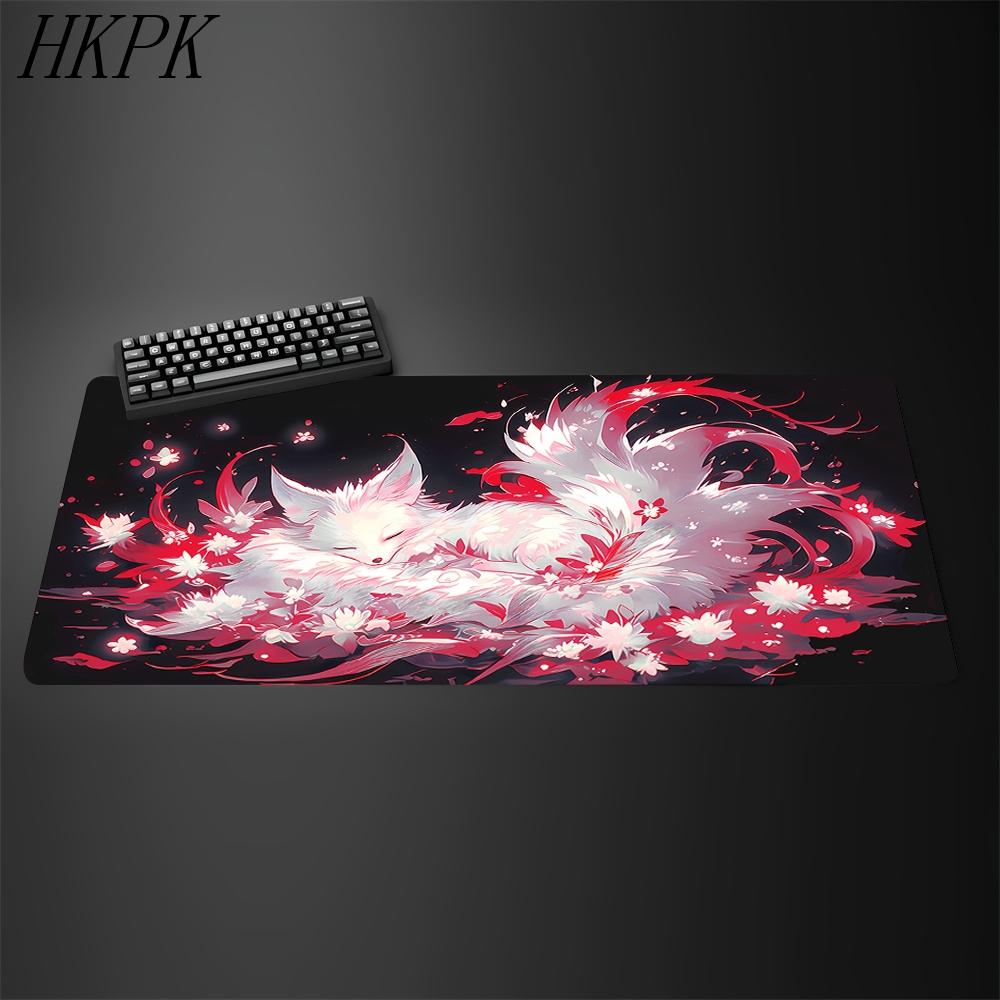 Large Cute Anime Pink Fox Desk Mat Mouse Pad Gaming Gamer Speed Table Mat Office Accessories Keyboard Laptop NonSlip Mousepad