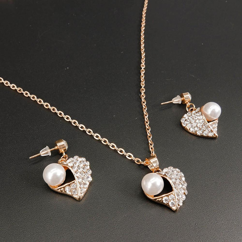 Minimalist Jewelry Set With Artificial Pearls And Water Drop Crystals For Women