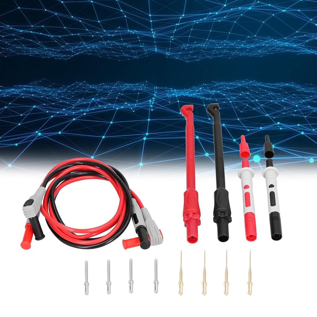 P1033B Banana Plug Test Leads Kit, Replaceable Needle & Hook Probes for Multimeter, High Conductivity Brass & Silicone, Ideal for Home, Lab, Auto &