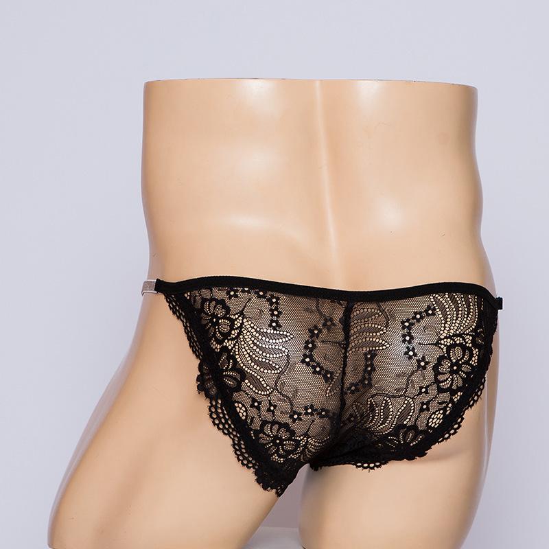 Men's sex products, men's sex briefs, lace lace perspective mesh panties