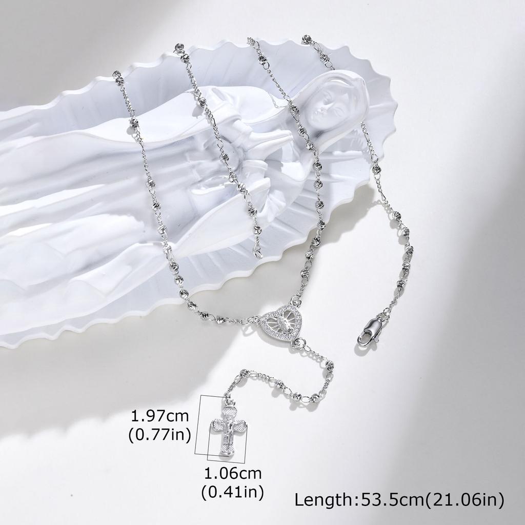 Xiaomi Vnox Fashion Jesus Cross Tail Y-shaped Necklace Metal Heart Round Accessories Women Religious Necklace Bracelet Set